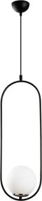 Черно-бяло висящо осветително тяло със стъклен абажур Mudoni – Opviq lights