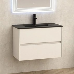 Конзолен PVC шкаф ICP 7955 + МИВКА ICC 8066B ЧЕРЕН МАТ, Inter Ceramic, 79x45x55см