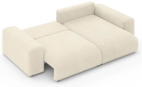 Кремав разтегателен ъглов диван с място за съхранение от рипсено кадифе (променлив) Luma – Ropez
