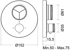 Термостатен смесител - 3 изхода Push-Black-mat