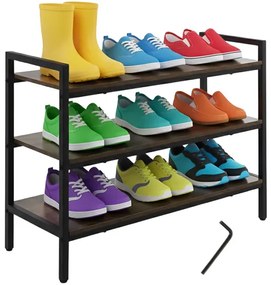 Шкаф за обувки с 3 дървени рафта