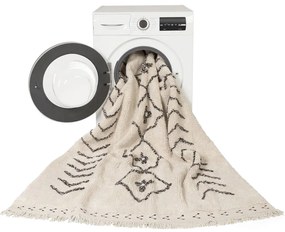 Кремав ръчно изработен памучен килим подходящ за пране 140x210 cm Bereber Rhombs – Lorena Canals