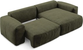 Зелен шенилов сгъваем ъглов диван (десен ъгъл) Kuki – Makamii