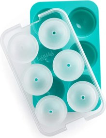 Форма за лед с капак Lekue 1010246, 20.5x13x5.5 см, 6 сфери, Платинен силикон, -20°C / +80°C, Светлосин