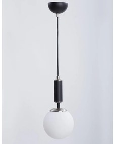 Черно-бяла висяща лампа със стъклен абажур ø 15 cm Hector - Squid Lighting