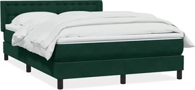 3318498 vidaXL Боксспринг легло с матрак, тъмнозелено, 160x220 см, кадифе