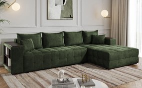 Разтегателен ъглов диван с подлакътник етажерка Мелвин Спринг