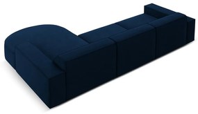 Ъглов диван от синьо кадифе (десен ъгъл) Jodie - Micadoni Home