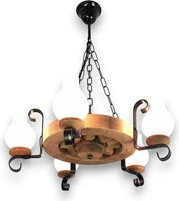 Brilagi - Полилей на верига ROATA, 5×E14 (макс. 40 W), 230 V, Ø 50 см, корпус от бук