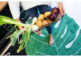 Тъмнозелен ръчно изработен памучен детски килим подходящ за пране 120x180 cm Monstera Leaf – Lorena Canals