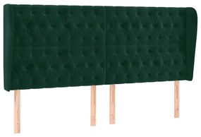 3118355 vidaXL Горна табла за легло с уши, тъмносива, 183x23x118/128 см кадифе