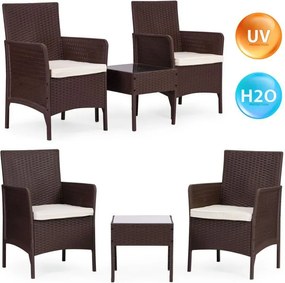 Градински мебели от ратан - комплект 2 стола + маса Черен