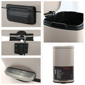 Кафяво-сиво стоманено кошче за боклук с педал 50 l Akira – Spirella