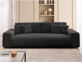 Тъмносив разтегателен диван с място за съхранение от рипсено кадифе 260 cm Justin – Ropez