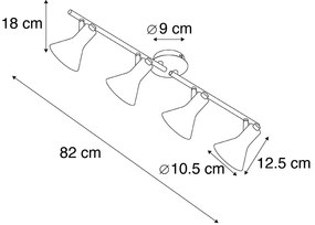 Модерен прожектор черен със злато 4-светлина - Magno