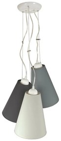Пендел ПИЗА, бял, абажури Шинц Бял + Котън Светлосив + Тъмносив, 3xE27