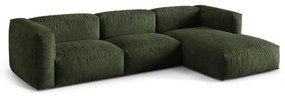 Зелен кадифен модулен ъглов диван (десен ъгъл) Martina – Micadoni