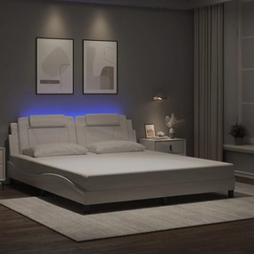 3214037 vidaXL Рамка за легло Viana с LED без матрак, бяла, 180x200 см