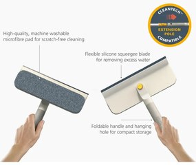 Моп за почистване на стъкла 2в1 Joseph Joseph CleanTech 6500014, 36 см, Сгъваема дръжка, Сив/Жълт