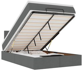 3312292 vidaXL Османска легло с матрак и LED, тъмносиво, 120x190 см, плат