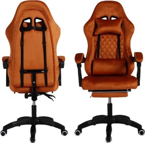 Офис стол с масаж - кафяво кадифе