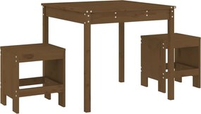 3157706 vidaXL Градински бистро комплект от 3 части, меденокафяв, бор масив