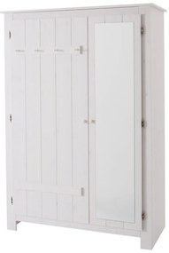 Бял гардероб от масивен бор с огледало 120x170 cm Bertram – Støraa