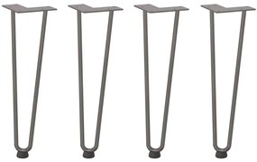 4012423 vidaXL Крака тип „фиба“ за масичка за кафе, 4 бр., естествена стомана, 42 см, масивна стомана
