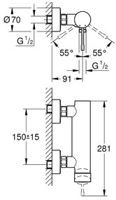 Кран за душ основно тяло Grohe Essence New Cosmopolitan-сребърен гланц
