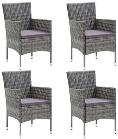 Sonata H Градински трапезни столове, 4 бр, полиратан, сиви
