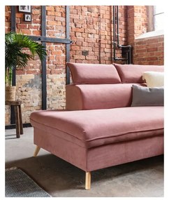 Светлорозов кадифен U-образен ъглов разтегателен диван (ляв ъгъл) Sweet Harmony - Miuform