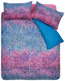 Синьо-розово двойно спално бельо от микросатен 200x200 cm Animal Print – Catherine Lansfield