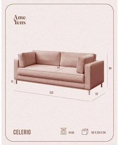 Светлорозов кадифен диван 222 cm Celerio - Ame Yens