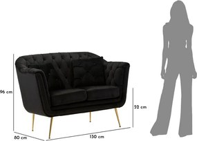 Черен кадифен диван 130 cm Budapest – Mauro Ferretti