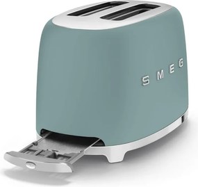 Тостер за хляб SMEG 50's Style TSF01EGMEU, 950W, 2 филии, 6 нива, Тавичка за трохи, Вграден кабел, Неръждаема стомана, Изумрудено зелен