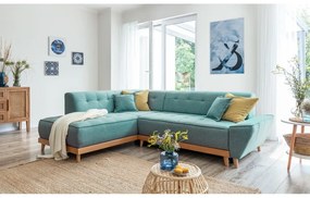 Тюркоаз разтегателен ъглов диван (ляв ъгъл) Dazzling Daisy – Miuform