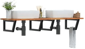 3302839 vidaXL Стенен рафт за мивка, стомана и масивно дърво акация