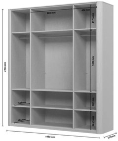 Гардероб Dutchess четирикрил 2 стъкло