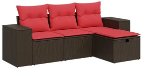 3325660 vidaXL Градински комплект с възглавници, 4 части, кафяв, полиратан
