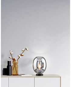 Черна настолна лампа със стъклен абажур (височина 27 cm) Nayla – Fischer &amp; Honsel