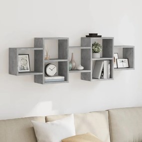 853221 vidaXL Стенен рафт, бетонно сив, 129x18x42 см, инженерно дърво