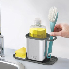 Метална стойка за перилни препарати в блестящо сребрист цвят Duo Steel – Joseph Joseph