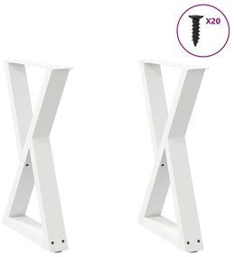 4012721 vidaXL Крака за трапезна маса, 2 бр., бели, 60 x (72-73,3) см, стомана