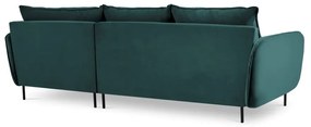 Ъглов диван от кадифе в петролено зелено, десен ъгъл Vienna - Cosmopolitan Design