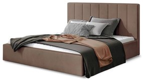 Кафяво двойно легло 140x200 cm тапицирано с място за съхранение с включена подматрачна рамка Audrey – ELTAP