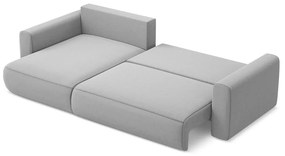 Светлосив кадифен разтегателен ъглов диван с място за съхранение (ляв ъгъл) Kapua – Makamii