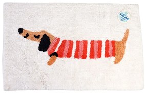 Червено-бяла постелка за баня 83x52,5 cm Sausage Dog - Rex London