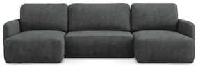 Тъмносив шенилов разтегателен ъглов диван с място за съхранение (U форма) Lilo – Makamii