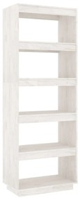 810875 vidaXL Библиотека/разделител за стая, бяла, 60x35x167 см, бор масив