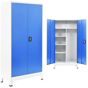 245980 vidaXL Заключващ се шкаф с 2 врати, метал, 90x40x180 cм, сиво и синьо